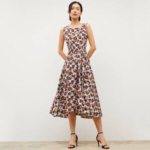MM Lafleur The DiemMy Midi Dress Washable Silk Floral Sleeveless A-line size 4